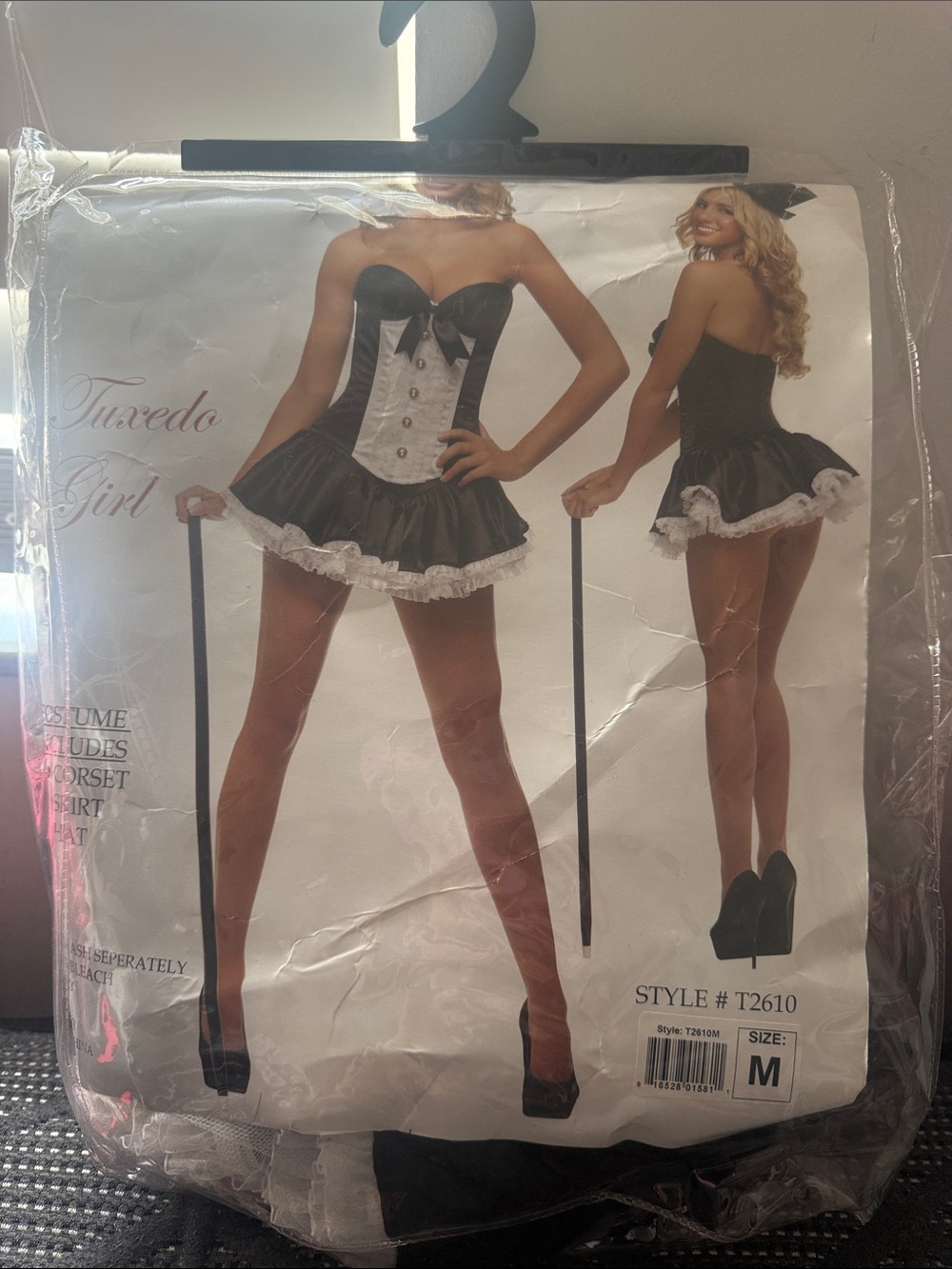 Vintage Halloween Tuxedo Girl Corset Mini Skirt  - Black & White
